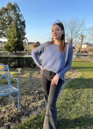 Жіночий вʼязаний светр павутинка із кідмохеру оверсайз летюча миша