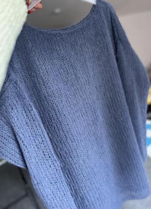 Женский вязаный свитер паутинка из кидмохера оверсацз летучая миль5 фото