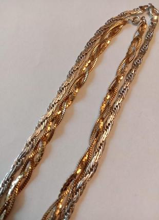 Два колье цепочки золотой и серебряный тон винтаж1 фото
