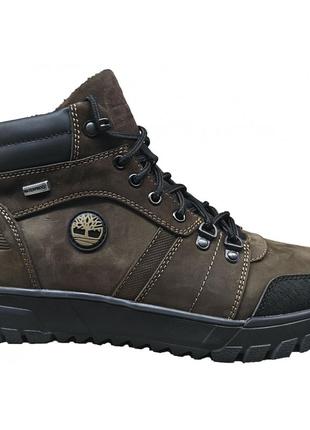 Спортивные кожаные ботинки на меху timberland boulder trail hiking olive