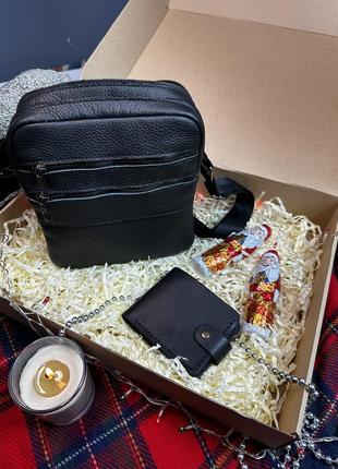 Мужской подарочный набор сумка + кошелек5 фото