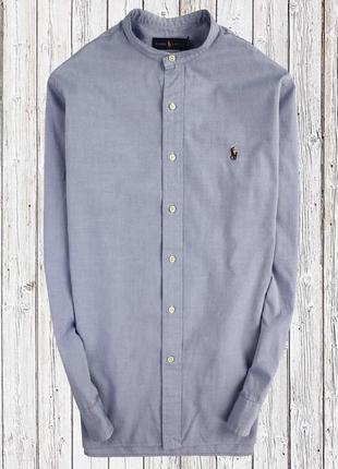 Коттоновая рубашка с воротничком стойка ролло rl оригинал, плотный оксфорд коттон