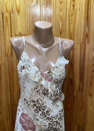 Платье с воланами,слип платье,платье в бельевом стиле,цветочный принт,леопардовый принт2 фото