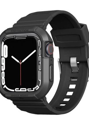 Чехол ремешок для apple watch ultra (49 мм) чёрный с вставками карбон