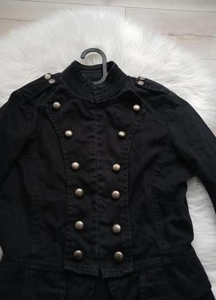 Жакет пиджак мундир женский черный коттон2 фото