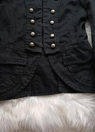 Жакет пиджак мундир женский черный коттон4 фото