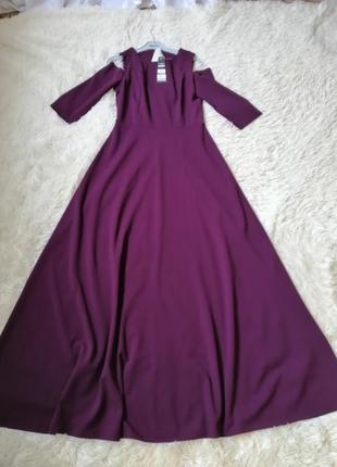 Красива довга сукня в підлогу з відкритими плечима колір темний бордо розмір на бирці вказаний 44-462 фото