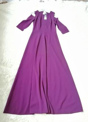 Красива довга сукня в підлогу з відкритими плечима колір темний бордо розмір на бирці вказаний 44-464 фото