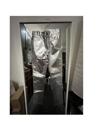 Celine оригінал металік джинси брюки срібні3 фото