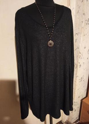Трикотажна-стрейч,чорна блузка з мерехтінням,великого розміру,esmara2 фото
