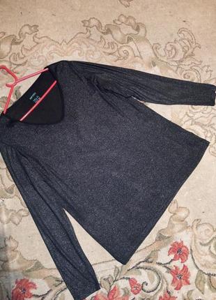 Трикотажна-стрейч,чорна блузка з мерехтінням,великого розміру,esmara7 фото