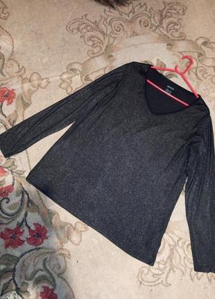 Трикотажна-стрейч,чорна блузка з мерехтінням,великого розміру,esmara8 фото