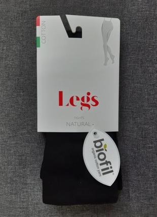 Колготи теплі бавовна legs cotton biofil чорний 3,4