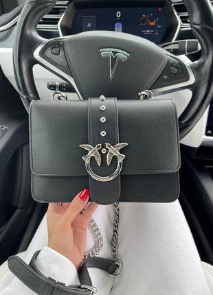 Женская сумка pinko classic love bag black / silver люкс качество