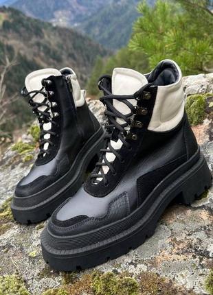 Эксклюзивные ботинки из итальянской кожи и замши женские