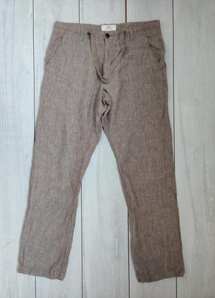 Мужские легкие льняные серые брюки пояс 43 см 34 r8 фото