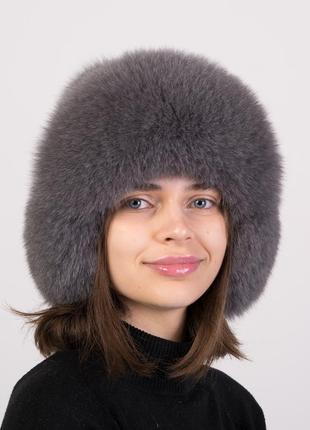 Женская зимняя модная меховая шапка ушанка на трикотаже3 фото