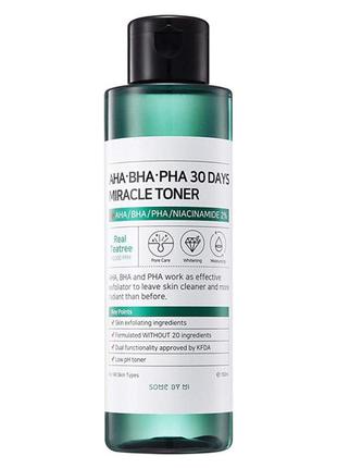 Some by mi aha-bha-pha 30 days miracle toner кислотний очисний тонер для обличчя