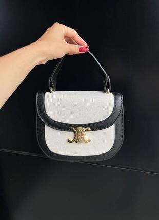 Жіноча сумка celine teen besace triomphe beige/black люкс якість