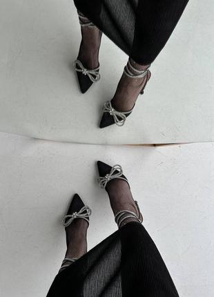 Найвідоміші святкові туфлі під бренд💔 для святкування нового року і на корпоратив пібори шпильки каблуки чорні жіночі з блискітками срібним камінням9 фото