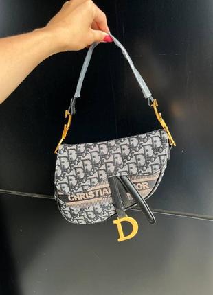 Женская сумка christian dior saddle black/beige logo ii люкс качество