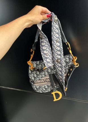 Женская сумка christian dior saddle black/beige logo ii люкс качество3 фото