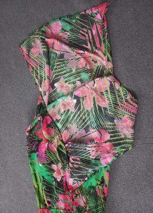 Платье george длинное с разрезами тропический растительный принт гибискус пляжная яркая3 фото
