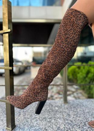 Эксклюзивные сапоги ботфорты из натуральной итальянской кожи и замши женские на каблуке9 фото