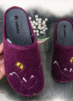 Хатні капці жіночі inblu фетрові на поліуретановій підошві сливові 4320