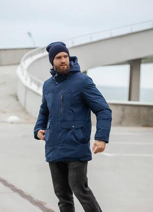 Роскошная тёплая мужская зимняя курточка удлинённая парка пуховик шуба пальто с капюшоном хаки серая чёрная синяя зимняя осенняя весенняя6 фото