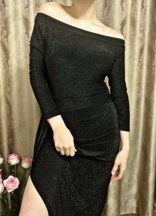 Черное платье с люрексом
