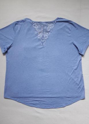 Суперовая футболка с маленьким карманчиком декорированная кружевом большого размера tu2 фото