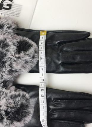 Кожаные утепленные перчатки ugg с мехом кролика7 фото
