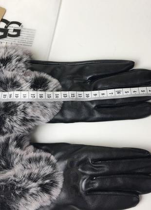 Кожаные утепленные перчатки ugg с мехом кролика6 фото