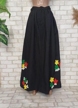 Новая шикарная юбка в пол/длинная с нашитыми яркими цветами, размер м-л2 фото