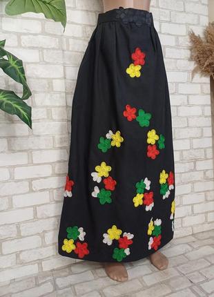 Новая шикарная юбка в пол/длинная с нашитыми яркими цветами, размер м-л3 фото