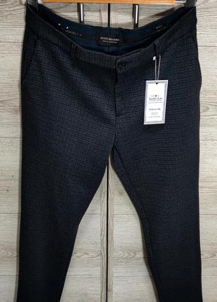 Мужские  зауженные элегантные  брюки чиносы джогери scotch & soda цвет серо- cиний размер 32/32