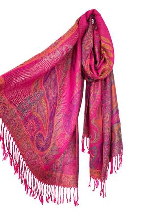 Тайский двухсторонний палантин (малиновый)