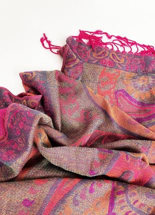 Тайский двухсторонний палантин (малиновый)