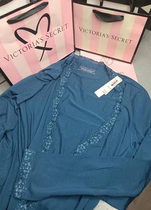 Модальный халат с кружевной отделкой. victoria’s secret. оригинал 🇺🇸4 фото