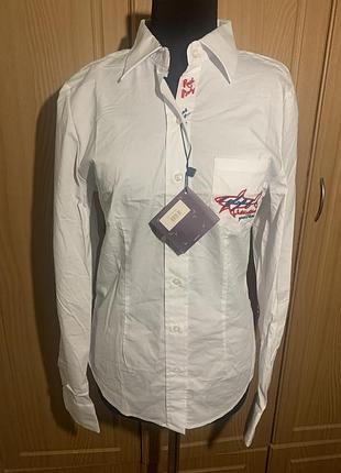 Женская рубашка оригинал 100% paul shark vintage yachting размер m/l