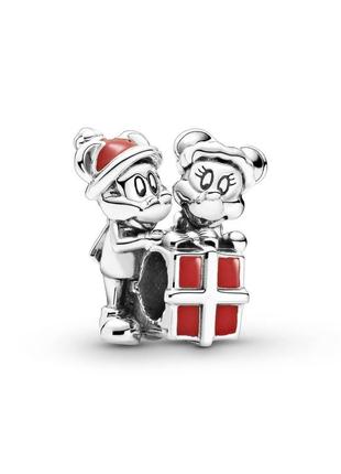 Срібний шарм «міккі та мінні мауси з подарунком» різдво дісней пандора