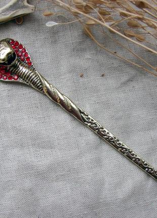 Шпилька для волос кобра змея. украшение для волос со змеей. цвет бронза античное золото4 фото