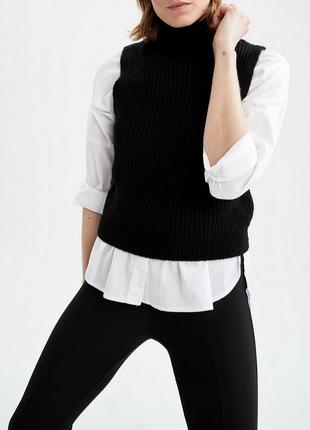 Теплий в'язаний жилет defacto чорний жіночий s