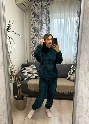 Тепла м'яка махрова піжама костюм для дому для снаги для сауни домашня коричнева сіра біла чорна фіолетова