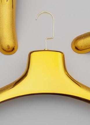 Плічка вішалки тремпеля шубний золотого кольору, довжина 38 см1 фото