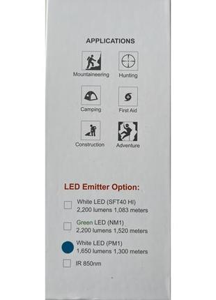 Ліхтар acebeam l19 v2.0 білий світлодіод osram pm1 дальність 1300 м, 1650 lumens6 фото