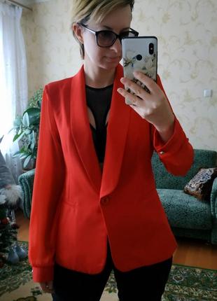 Нарядный жакет жакет-блуза красного цвета4 фото