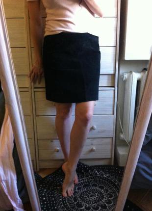 Замшевая юбка базовая чёрная трапеция uk 10-12-14 etam1 фото