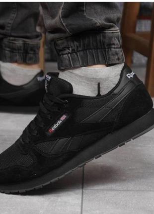 Классические мужские кроссовки reebok черные и серые5 фото